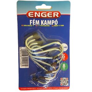 Kampó fém S 8 cm gumis vég 5 db-os