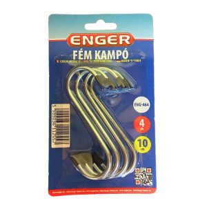 Kampó fém S 10 cm gumis vég 4 db-os