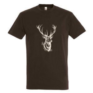 Póló - TOP Szarvasfej mintás, barna 2XL